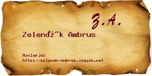 Zelenák Ambrus névjegykártya